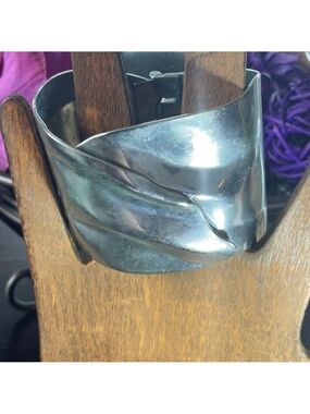 Vintage Silver Plated Hinge Cuff Bracelet